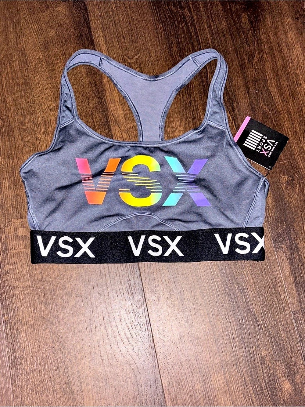 Victoria's Secret VSX Rainbow Logo Racerback Sports Bra sz M